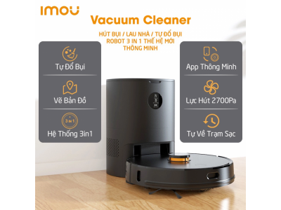 Robot Hút Bụi Thông Minh Imou Vacuum Cleaner RV-L11-A - Lực hut 2700PA, Tự động đi đổ rác - Bảo hành 24 Tháng.